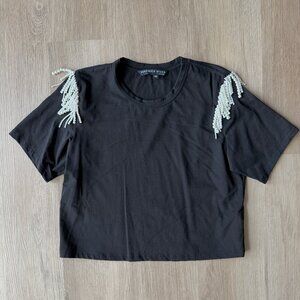 VERONICA BEARD Rumia Imitation Pearl T-shirt In Black MEDIUM